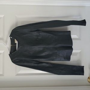 Fausto Puglisi Black Lamb Leather Long Sleeve Top Size IT40